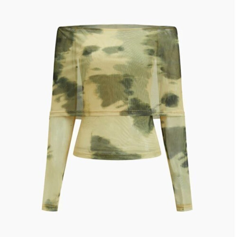 Tie Dye Green Yellow Mesh Overfold Shirt